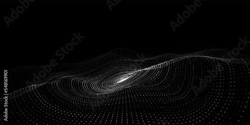 3D digital circular dynamic wave. Technology smart wave. Seamless flow digital structure. Cyber technology background. Vector illustration.