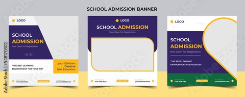 Back to school admission promotion social media post banner template design. admission social media post template.