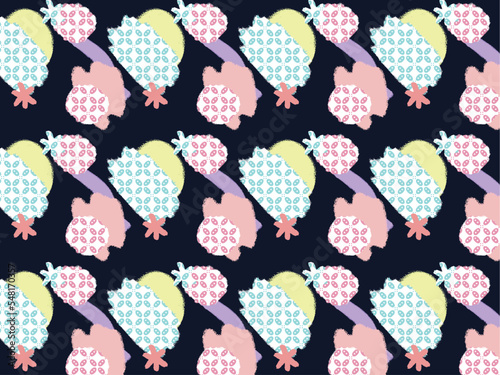  Digital Batik modern Indonesia seamless pattern design textile background cute fun abstract shape pastel perfect for background, book, fabric