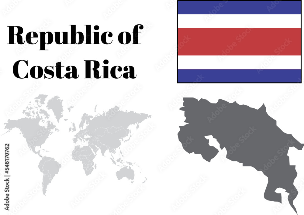 Obraz premium コスタリカ 国旗/地図/領土
