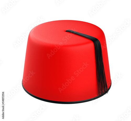 Red Turkish fez on transparent background