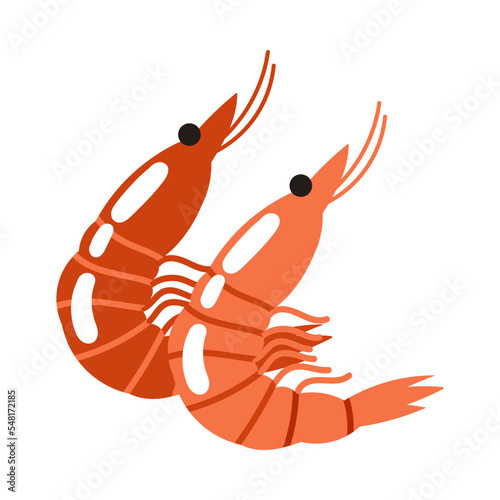 Cooked Shrimps as Seafood and Ketogenic Diet Food Vector Illustration