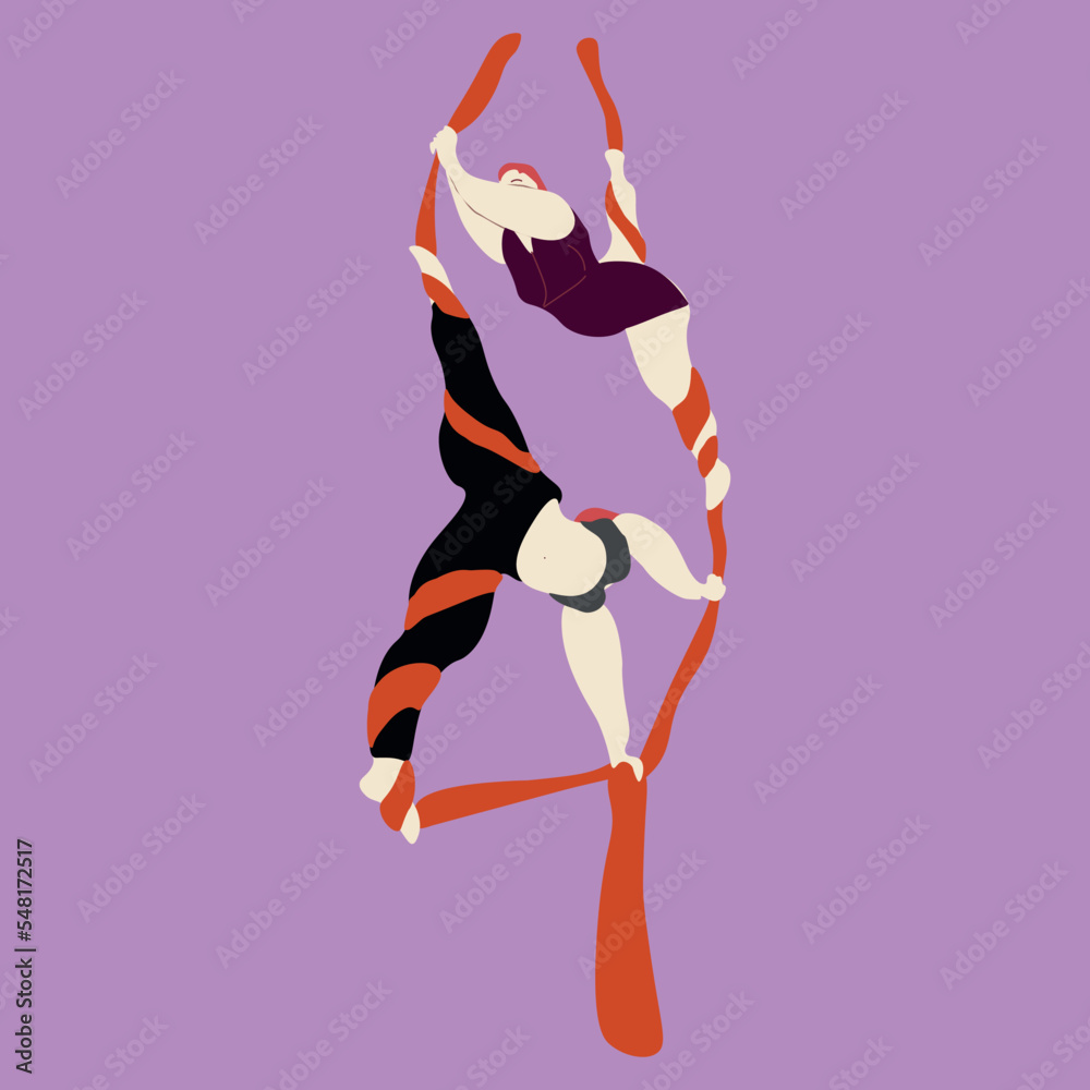 Obraz premium Aerialists. Vector Aerialists.Flat illustration. Aerial training.