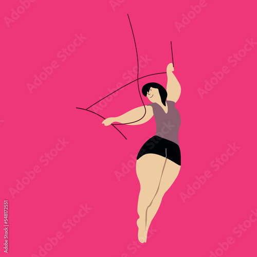 Aerialists. Vector Aerialists.Flat illustration. Aerial training.
