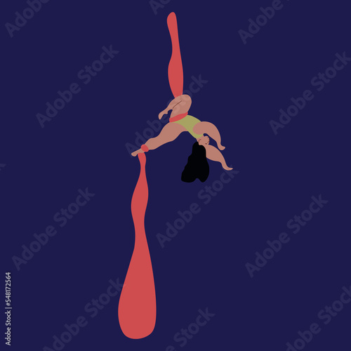 Aerialists. Vector Aerialists.Flat illustration. Aerial training.