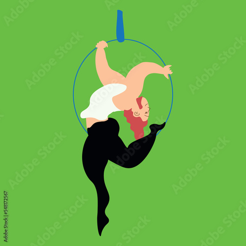 Aerialists. Vector Aerialists.Flat illustration. Aerial training.