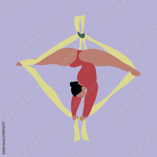 Aerialists. Vector Aerialists.Flat illustration. Aerial training.