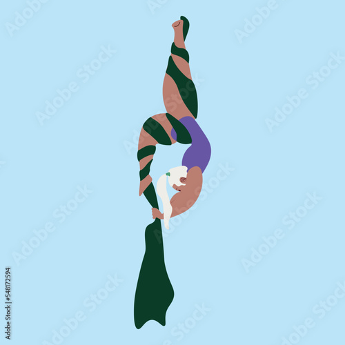 Aerialists. Vector Aerialists.Flat illustration. Aerial training.