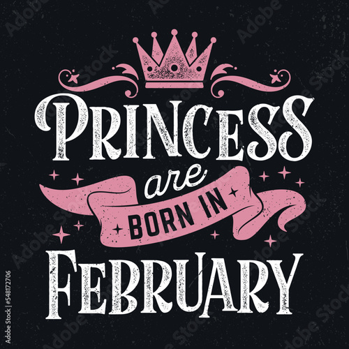Princess Are Born In February - Fresh Birthday Design. Good For Poster, Wallpaper, T-Shirt, Gift.