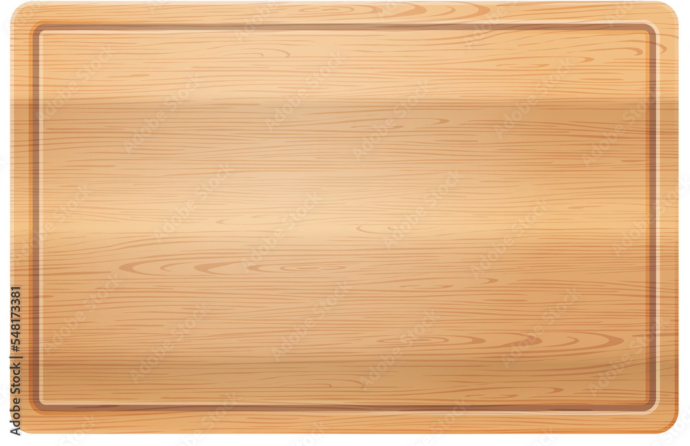 Photo Realistic Rectangle Wooden Cutting Board Isolated