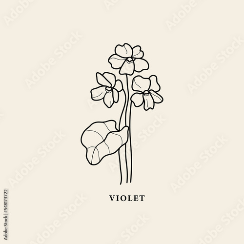Line art violet flower illustration photo