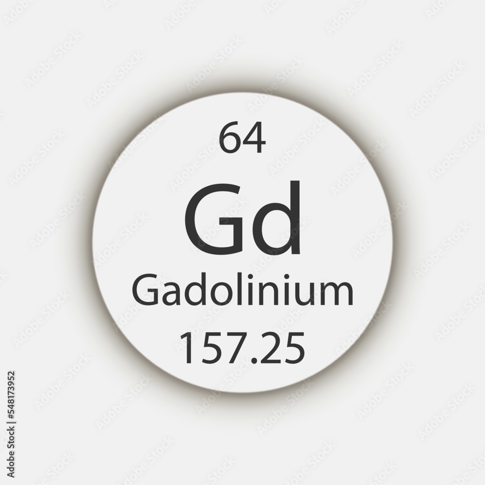 Gadolinium symbol. Chemical element of the periodic table. Vector illustration. Gadolinium symbol. Chemical element of the periodic table. Vector illustration.