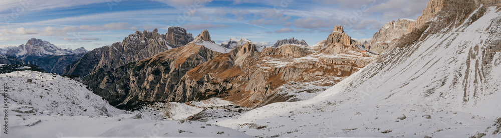 National Nature Park Tre Cime In the Dolomites Alps. Beautiful nature of Italy.