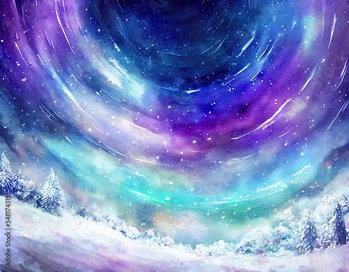 winter landscape with snow and trees., sunset in mountains, landscape with mountains and snow, sunset, winter, snow, Christmas, greetings, illustration, digital