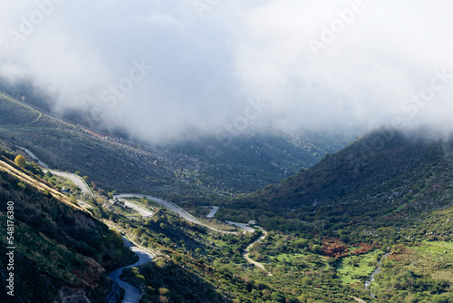 View over Serra da Estrela landscape  the highest mountain of continental Portugal. Scenic roads with fantastic viewpoints. Traveling the world and connecting with nature. Amazing destinations. 