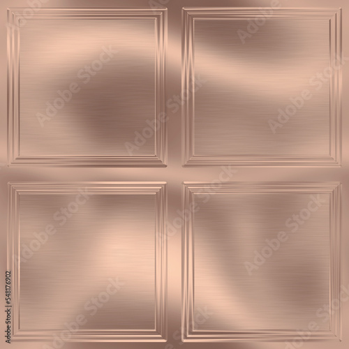 Rose gold 3d seamless pattern, pink golden squares background