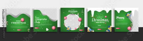 set of christmas social media post template web banner for promotions your product. 