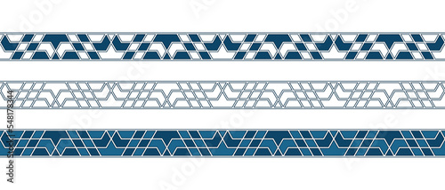 Set of borders of Islamic pattern for Ramadan greetings cards and templates. Vector illustration.