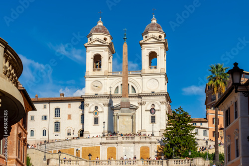 Spanish steps and Trinita dei Monti church in Rome, Italy photo