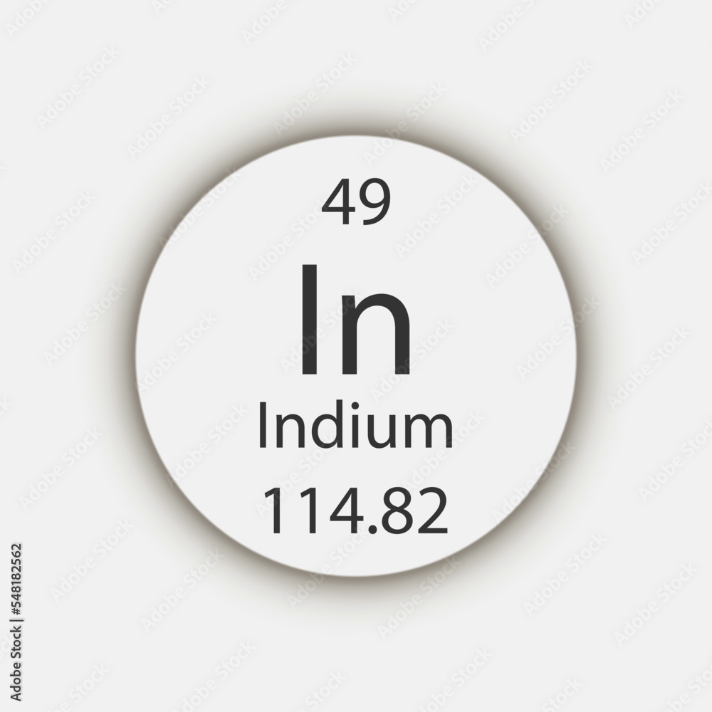 Indium symbol. Chemical element of the periodic table. Vector illustration. Indium symbol. Chemical element of the periodic table. Vector illustration.