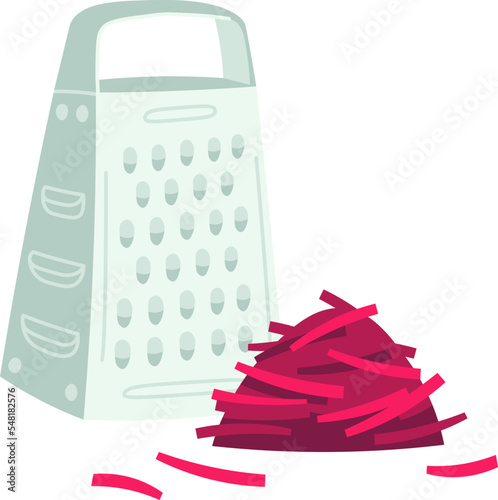 Steel grater and beetroot flat icon Borsch preparation