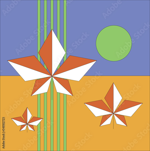 Autumn image background with geometric elements