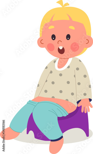 Kid and potty flat icon Restroom