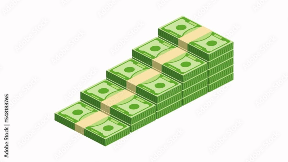 Currency strap of banknotes are stacked in a large pile.