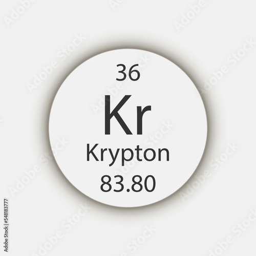 Krypton symbol. Chemical element of the periodic table. Vector illustration.