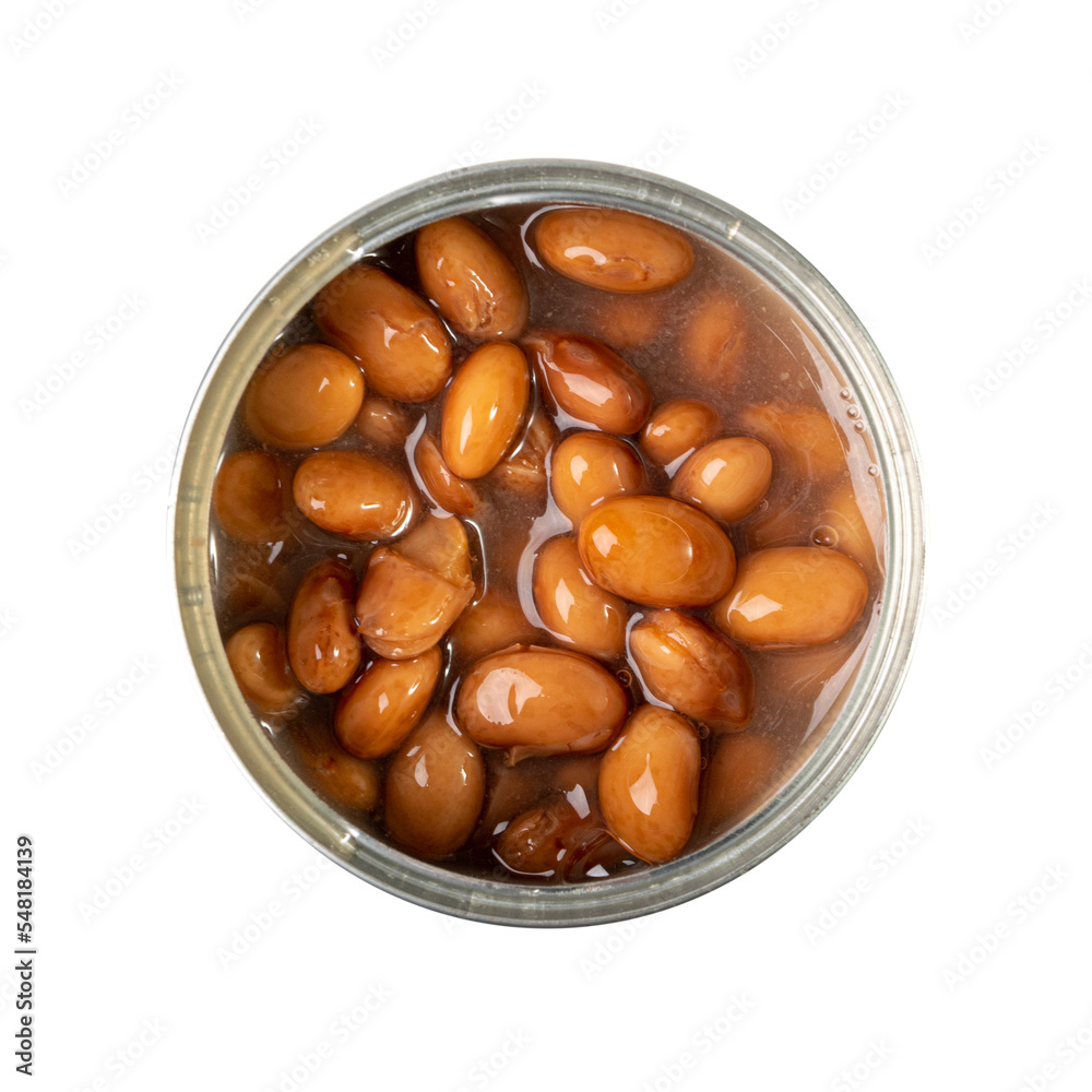 Kidney Beans in a Tin Can Isolated Top View Kidney Beans in a Tin Can Isolated Top View