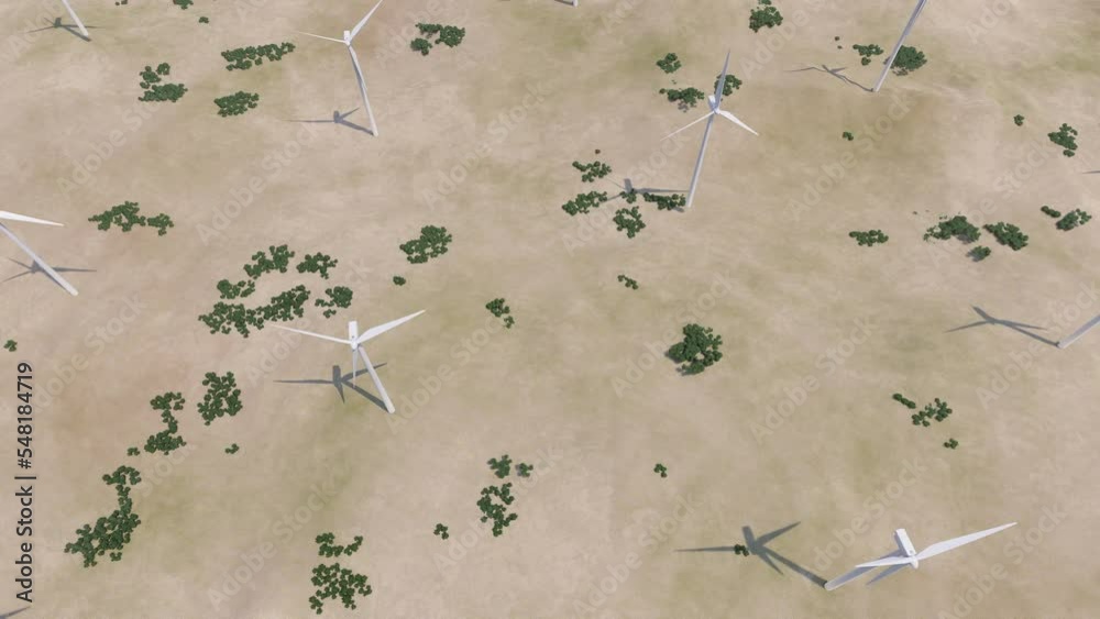 Group of wind generators in the steppes. Yellow steppe with wind