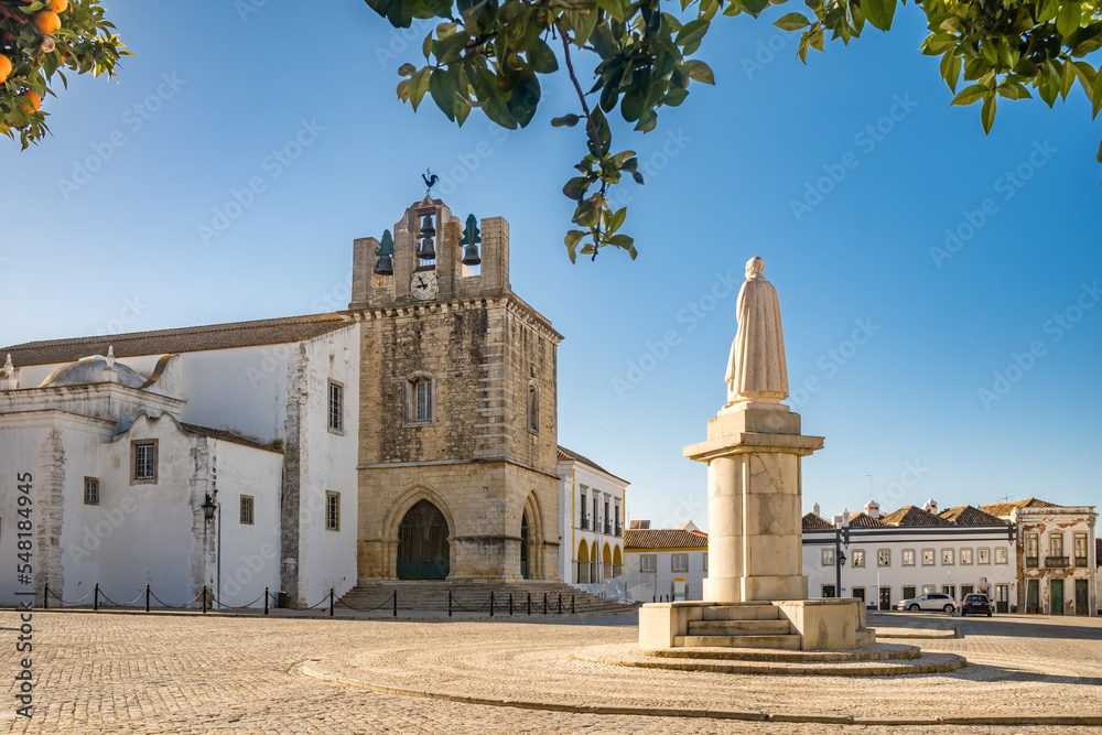 Top view of the Faro old town cityscape, Algarve, Portugal