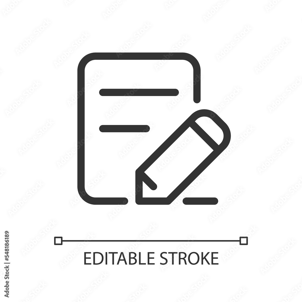 Edit text pixel perfect linear ui icon. Handwriting feature. Digital translator application. GUI, UX design. Outline isolated user interface element for app and web. Editable stroke. Arial font used Edit text pixel perfect linear ui icon. Handwriting feature. Digital translator application. GUI, UX design. Outline isolated user interface element for app and web. Editable stroke. Arial font used