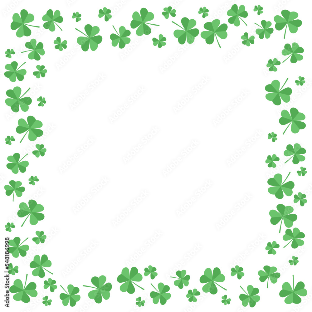 Saint Patricks day frame with scattered clover leaves or shamrocks. Saint Patricks day frame with scattered clover leaves or shamrocks.