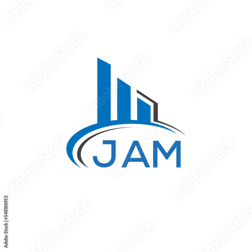 JAM letter logo. JAM blue image. JAM Monogram logo design for entrepreneur and business. JAM best icon.	
