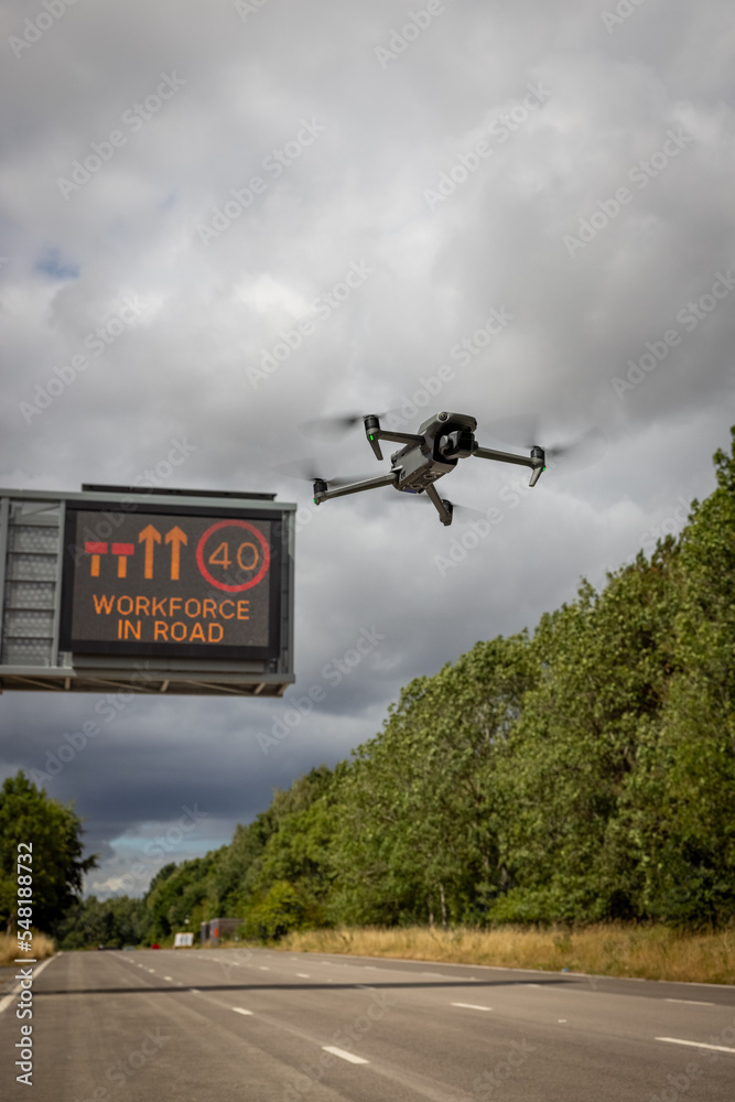 Drone Overflying a Motorway