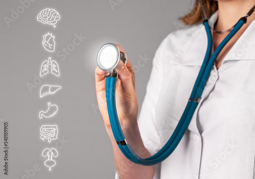 Tableau sur toile Full medical checkup, complex health check-up of all body organs concept