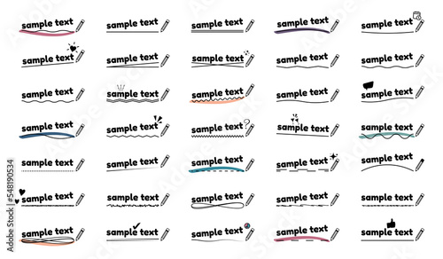 Underlined Sample Text Icons Set - Different Simple Flat Isolated Illustrations