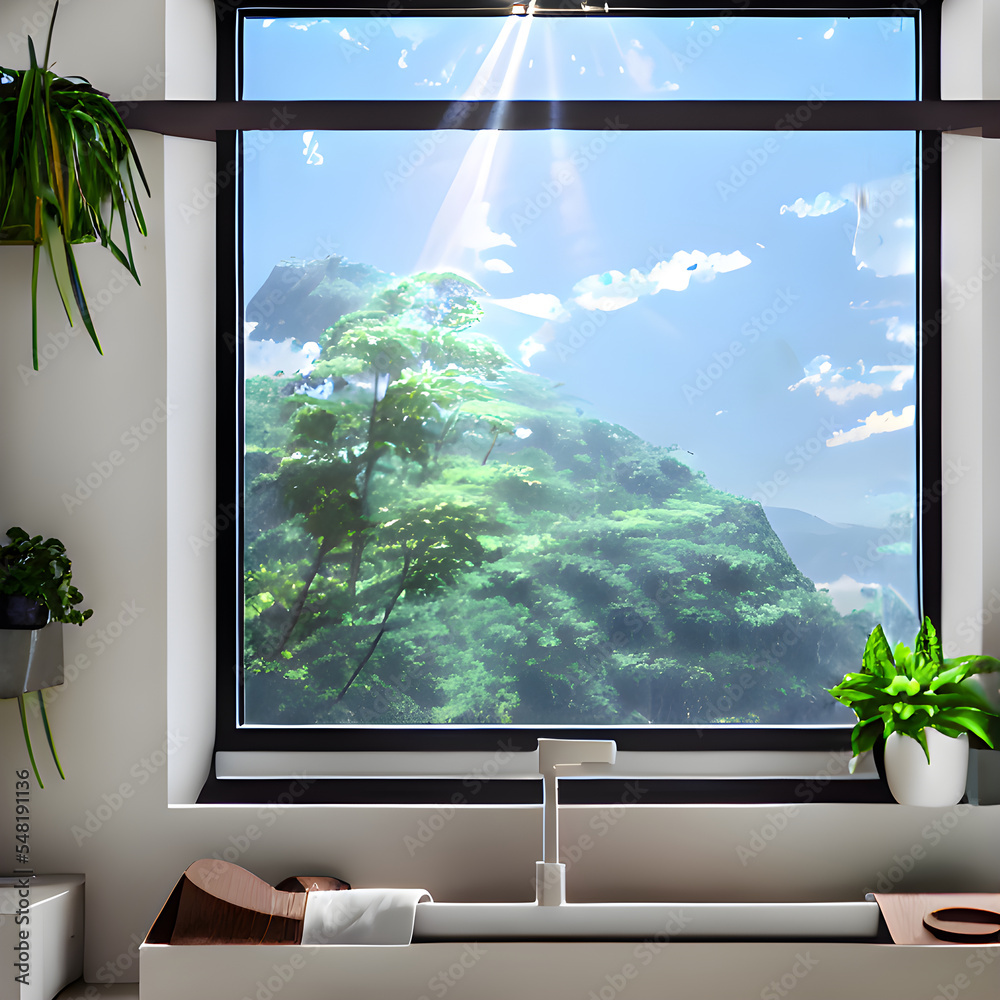 Fototapeta premium 朝の窓際の風景