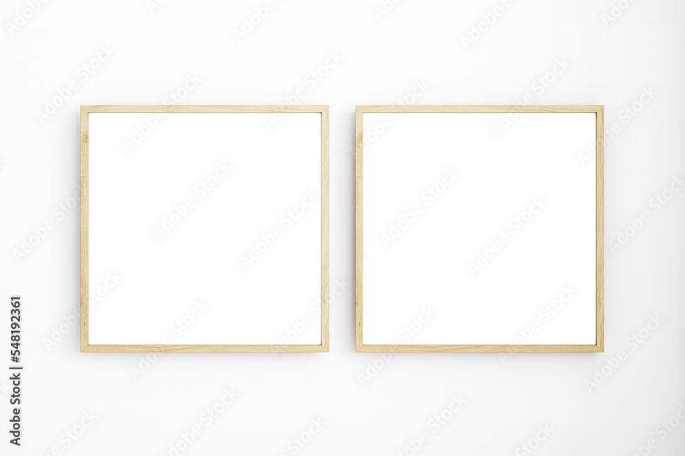 Two frame mockup on white wall Two frame mockup on white wall