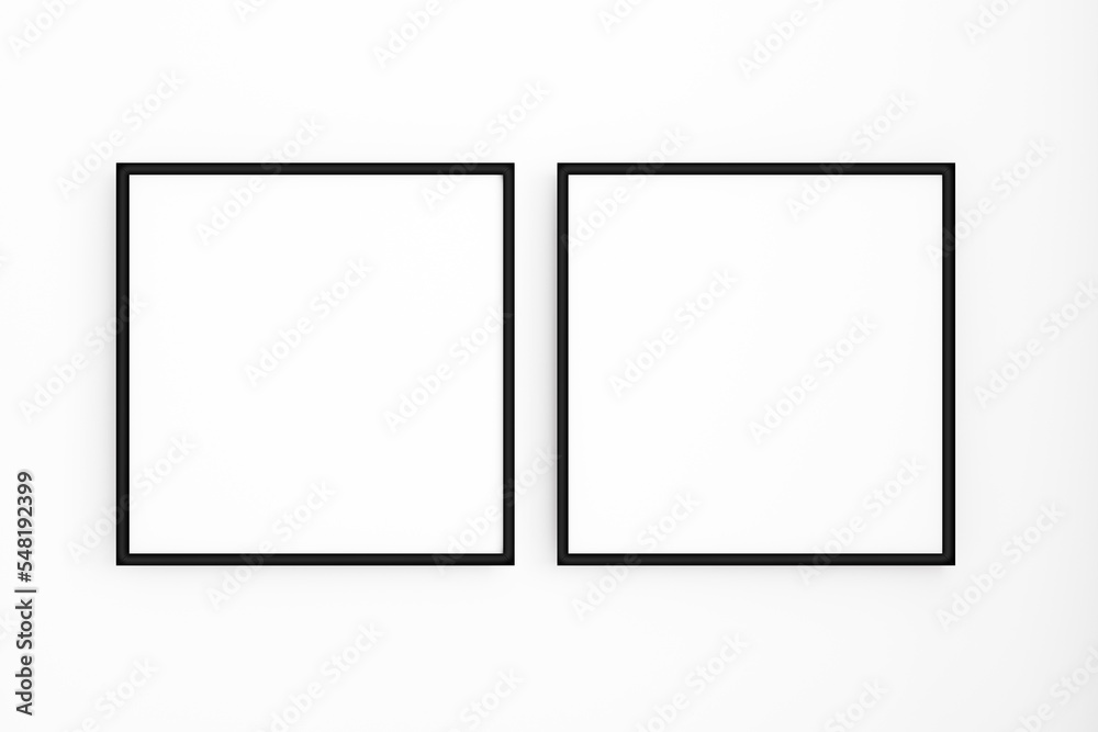 Two black frames mockup on wall Two black frames mockup on wall
