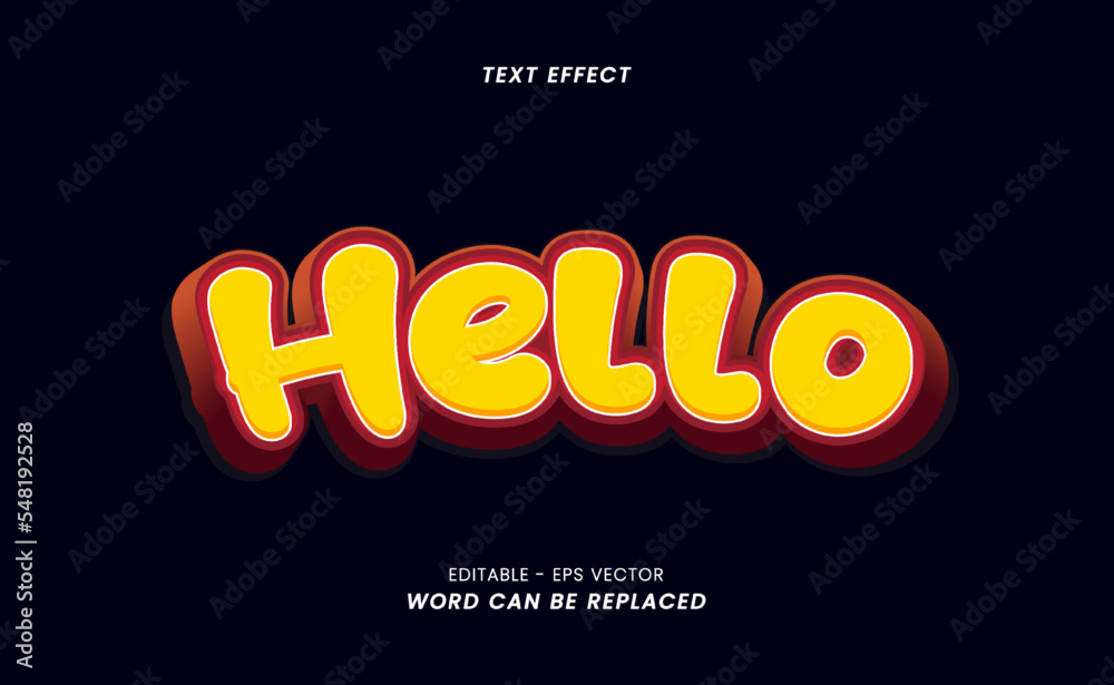 Appearance of Sticker Text Effects - Hello text that can be replaced or edited. Appearance of Sticker Text Effects - Hello text that can be replaced or edited.