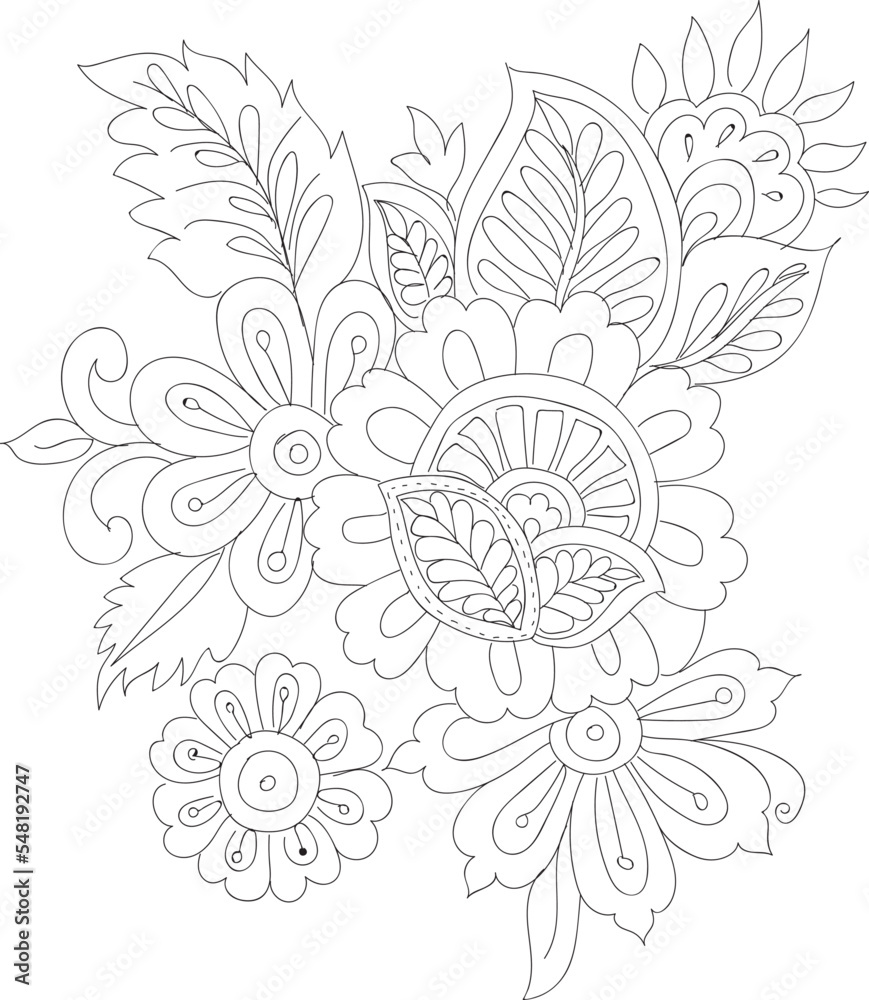 Hand Drawn Floral Paisleys, Ready to print