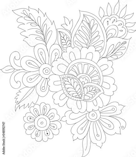 Hand Drawn Floral Paisleys  Ready to print
