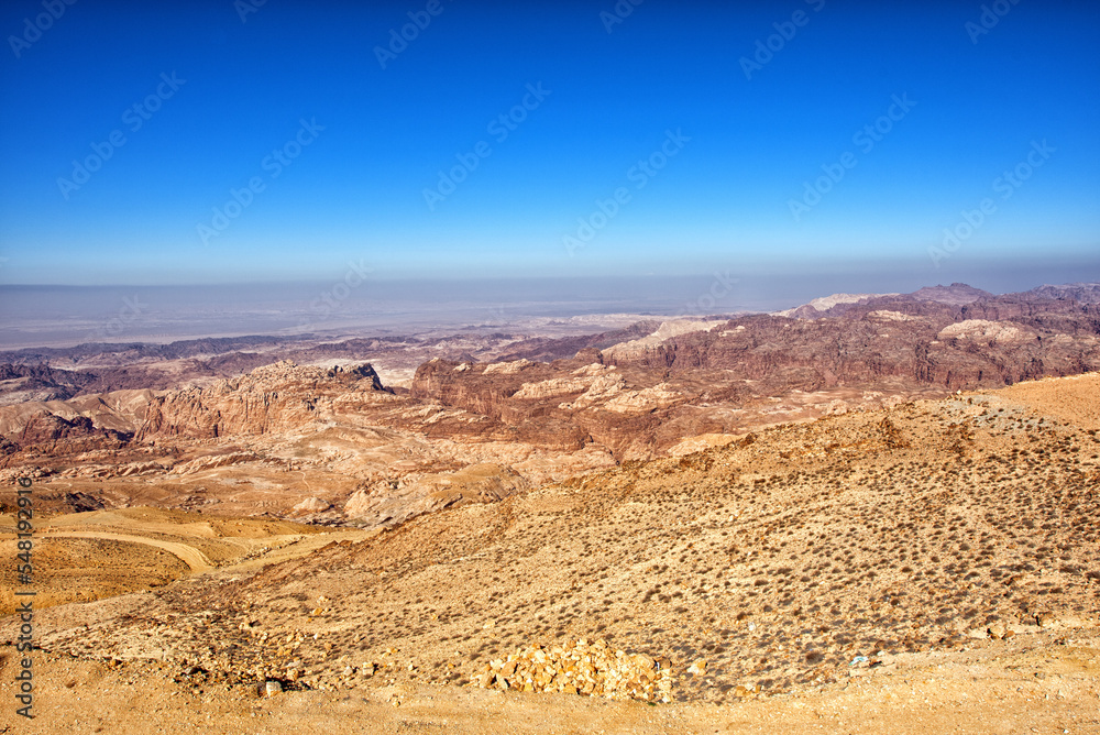 Fototapeta premium View over the Wadi Musa where is an ancient city Petra.