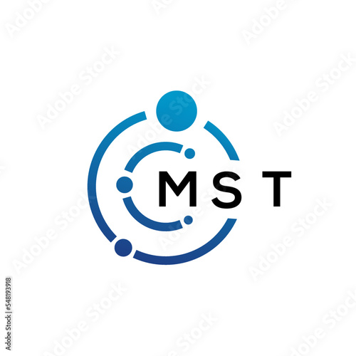 MST letter technology logo design on white background. MST creative initials letter IT logo concept. MST letter design. photo