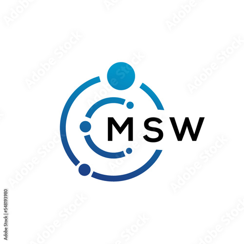 MSW letter technology logo design on white background. MSW creative initials letter IT logo concept. MSW letter design.