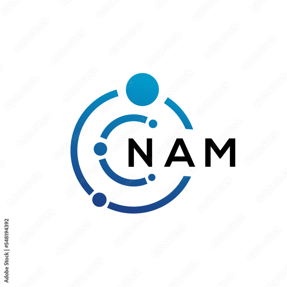NAM letter technology logo design on white background. NAM creative initials letter IT logo concept. NAM letter design. NAM letter technology logo design on white background. NAM creative initials letter IT logo concept. NAM letter design.