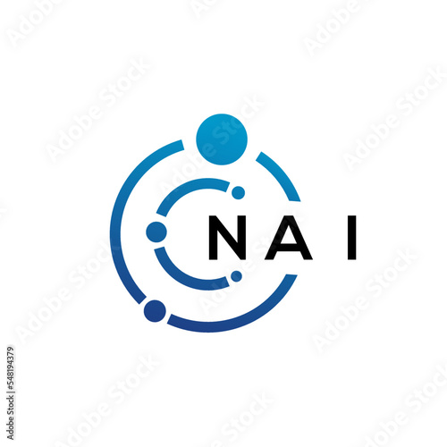 NAI letter technology logo design on white background. NAI creative initials letter IT logo concept. NAI letter design.