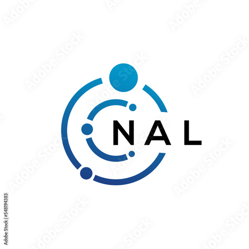 NAL letter technology logo design on white background. NAL creative initials letter IT logo concept. NAL letter design. photo